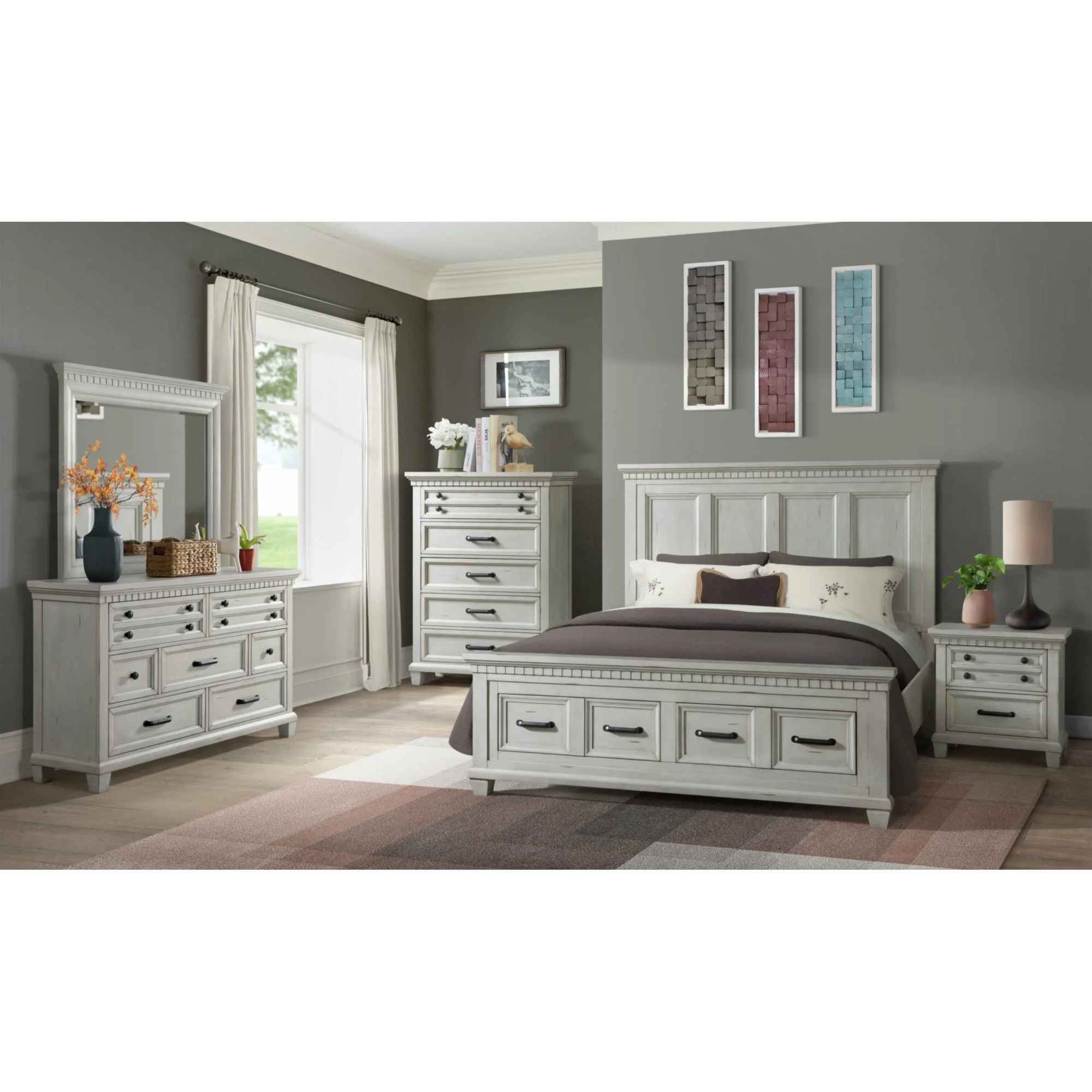 McCoy B-10530-7-QSB-5PC Cottage 5-Piece Queen Storage Bedroom Set with ...