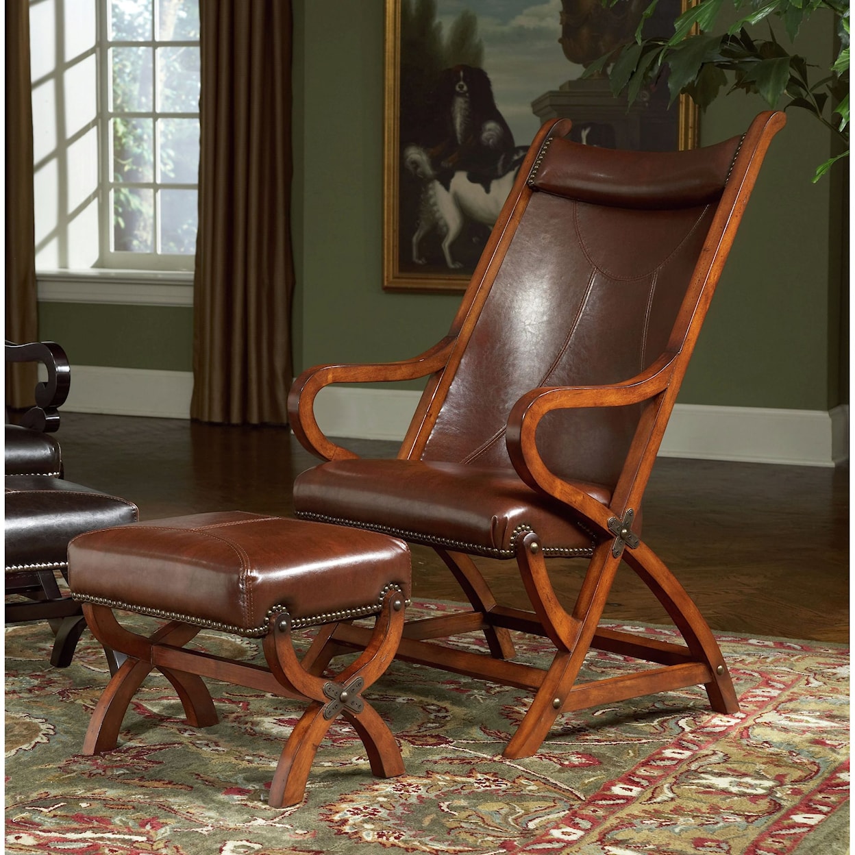 Elements International Hunter Chair and Ottoman Set
