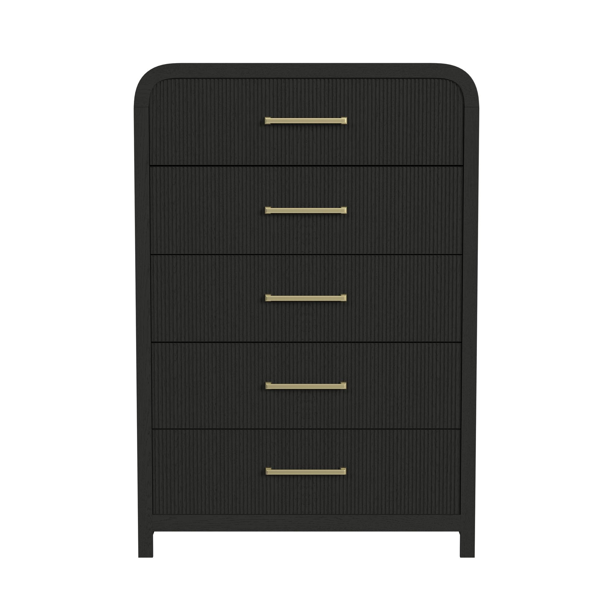 Elements International Ridgemont 5-Drawer Chest In Black With Grain