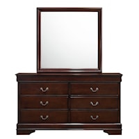 Transitional 6-Drawer Dresser and Mirror Set