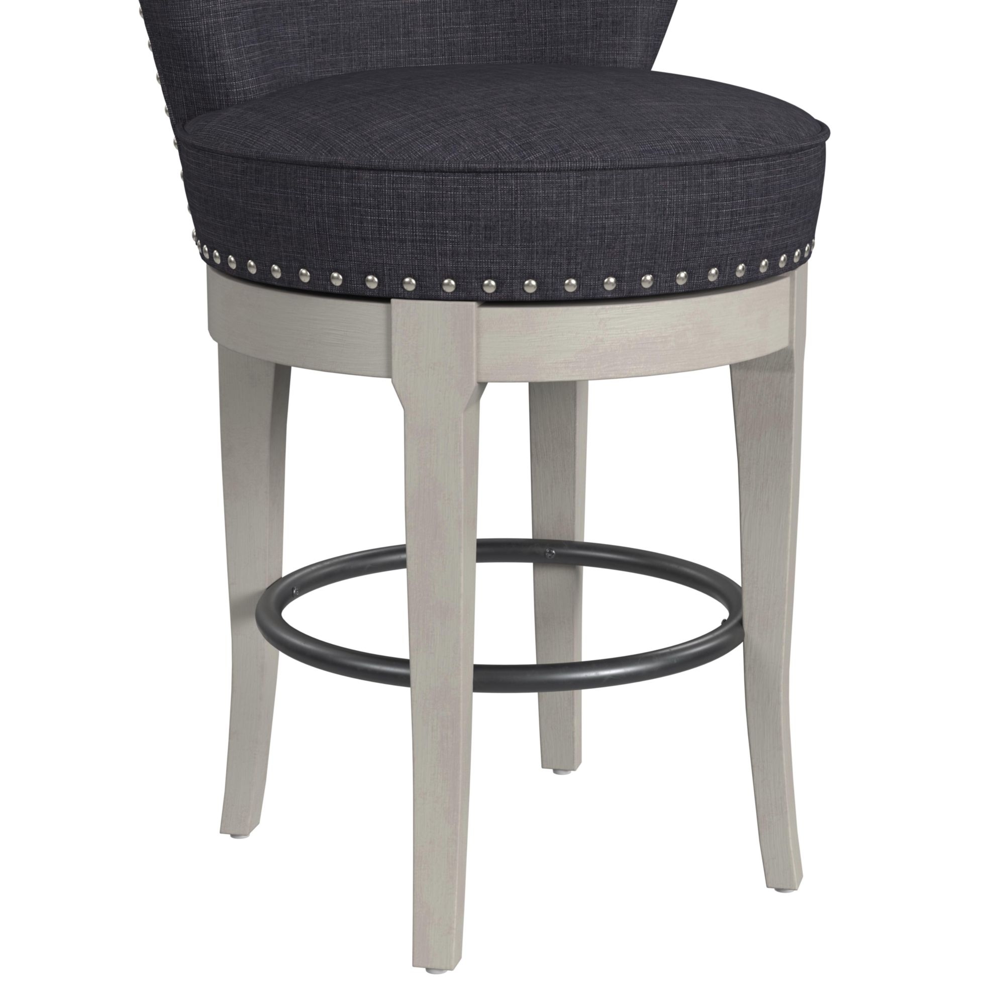 Upholstered Swivel Barstool w/Nailhead Trim