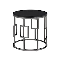 Contemporary Round End Table with Metal Base 
