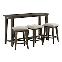 Transitional Bar Table and Stool Set with USB Ports