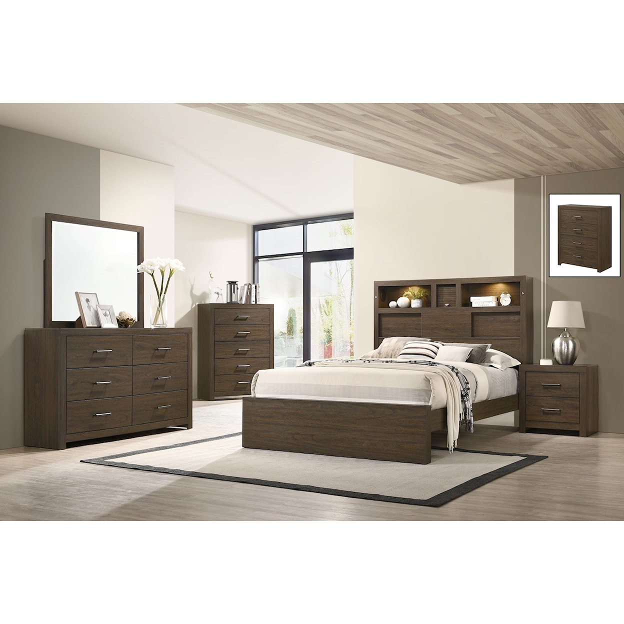 Elements International Hendricks 5-Piece Full Bedroom Set