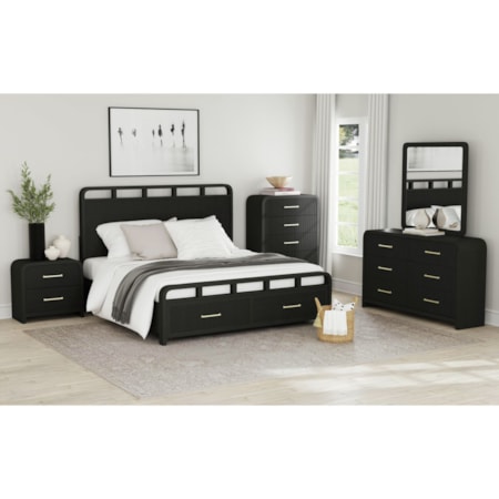 King Storage 3Pc Bedroom Set In Black