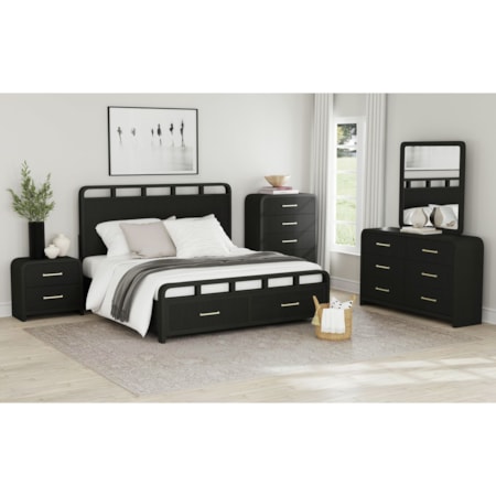RILEY BLACK 4 PIECE QUEEN PANEL | BEDROOM SE
