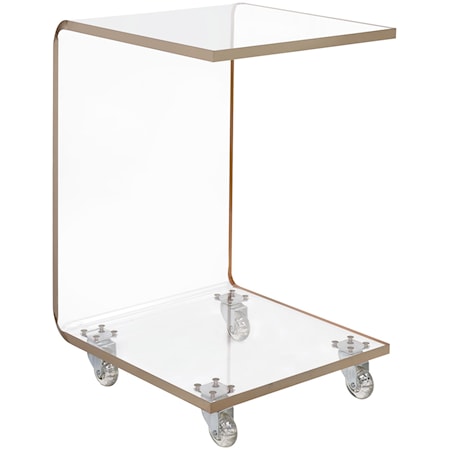 Contemporary Acrylic Snack Table with Casters