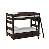Cali Kids Complete Twin Over Twin Bunk With Ladder and Trundle in Brown