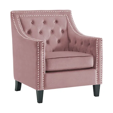Transitional Accent Chair with Button Tufting and Nailhead Trim