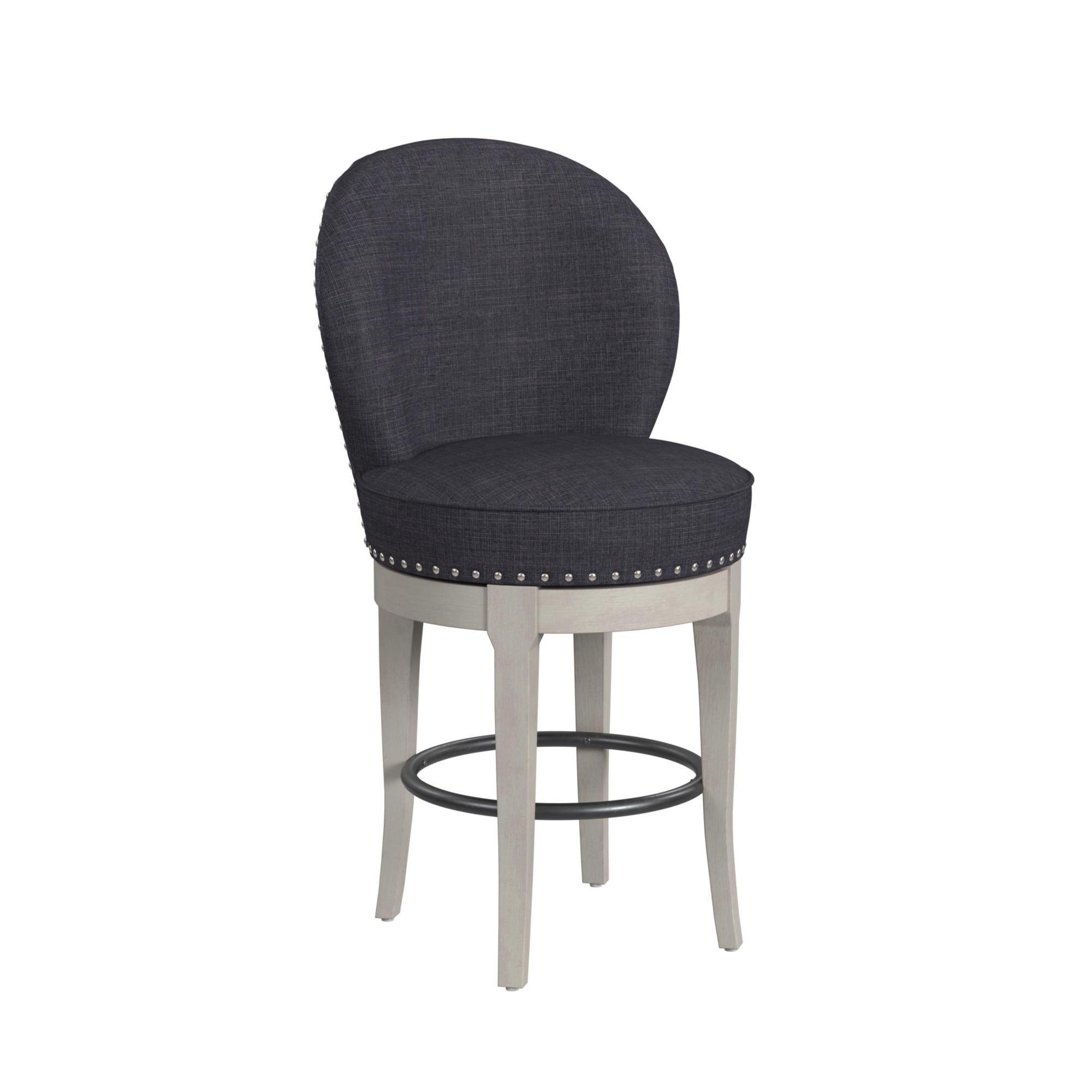 Upholstered Swivel Barstool w/Nailhead Trim