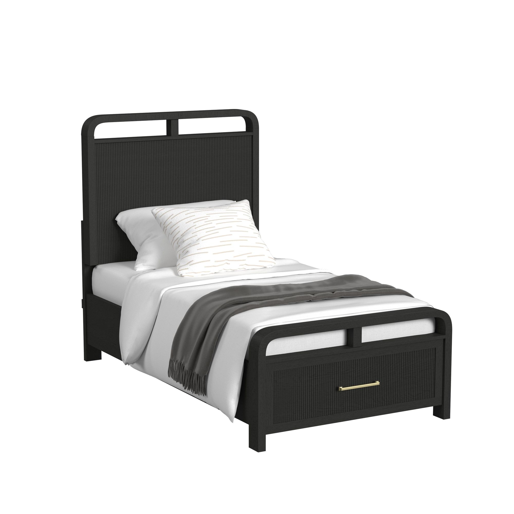 Elements International Ridgemont Twin Storage 3Pc Bedroom Set In Black