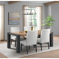 Contemporary Dining Set with Upholstered Side Chairs