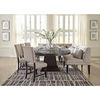 Contemporary 8-Piece Dining Set with Upholstered Side Chairs and Benches