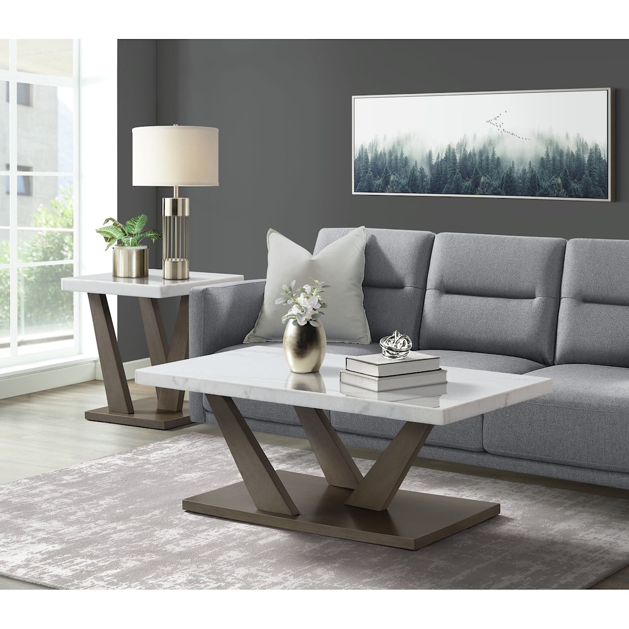 Elements International Greta GRETNA WHITE COFFEE TABLE |