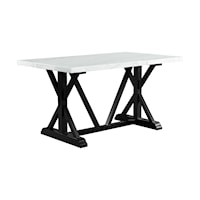 Transitional Marble Counter Height Table with Trestle Base