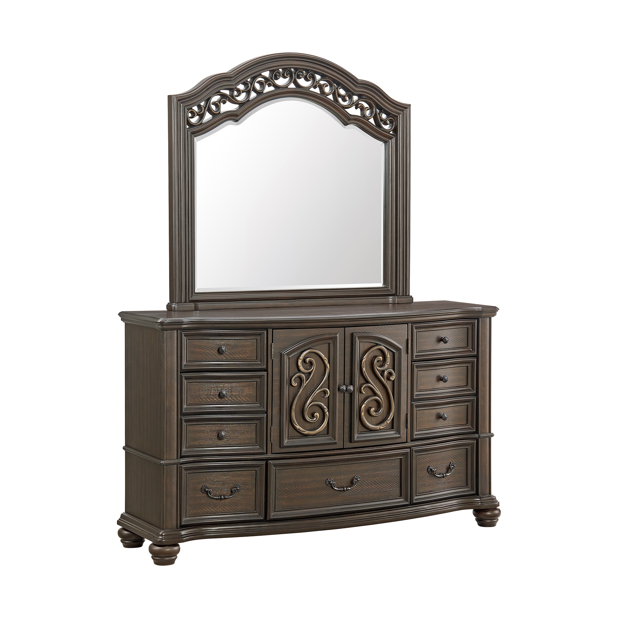 Elements International Brunswick Brunswick Dresser And Mirror In Mahogany