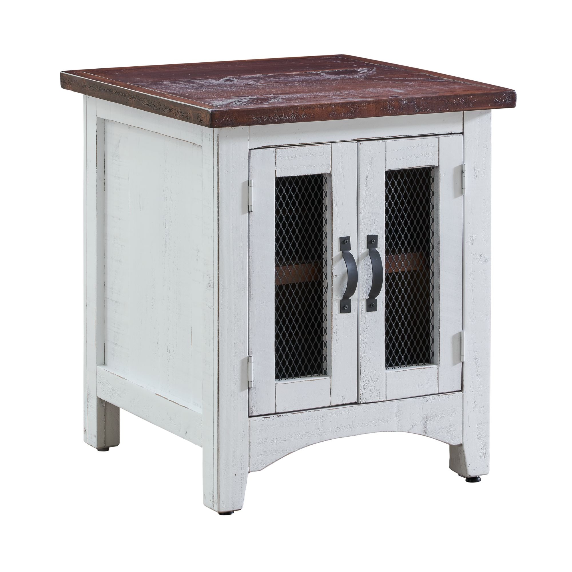 Elements Thomas MATH021ET Rustic End Table with Two Tone Finish Royal  Furniture Occ End Tables