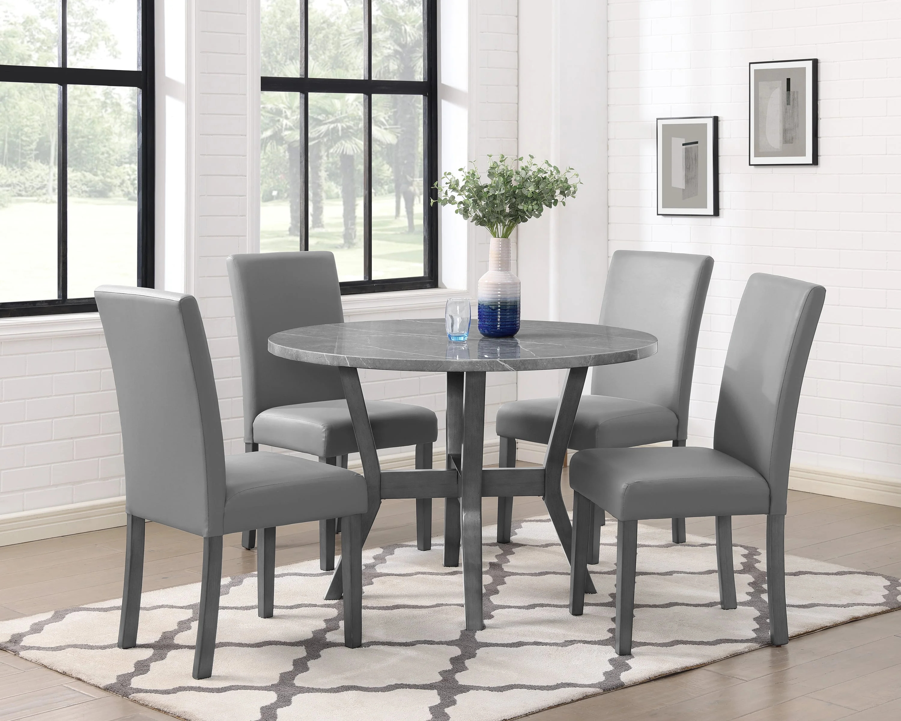 Crown Mark Judson 1317SETGT Judson 5Pk Dining Set Glitter Grey