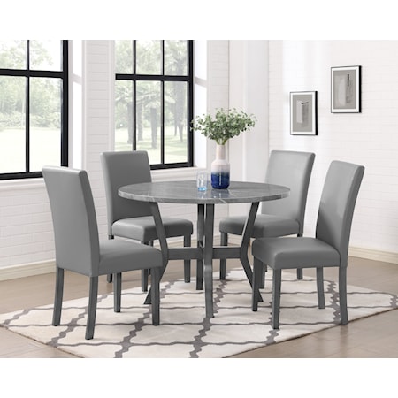 5-Pk Dining Set Glitter Grey