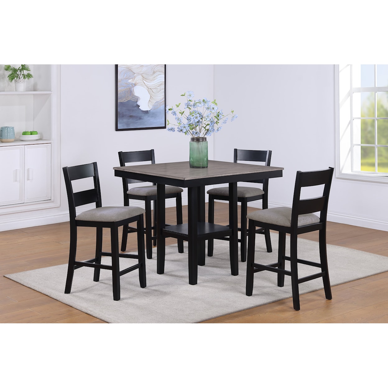 Crown Mark LESTER 5-Piece Counter Height Dining Table