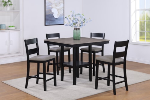Lester Transitional 5-Piece Counter Height Dining Set