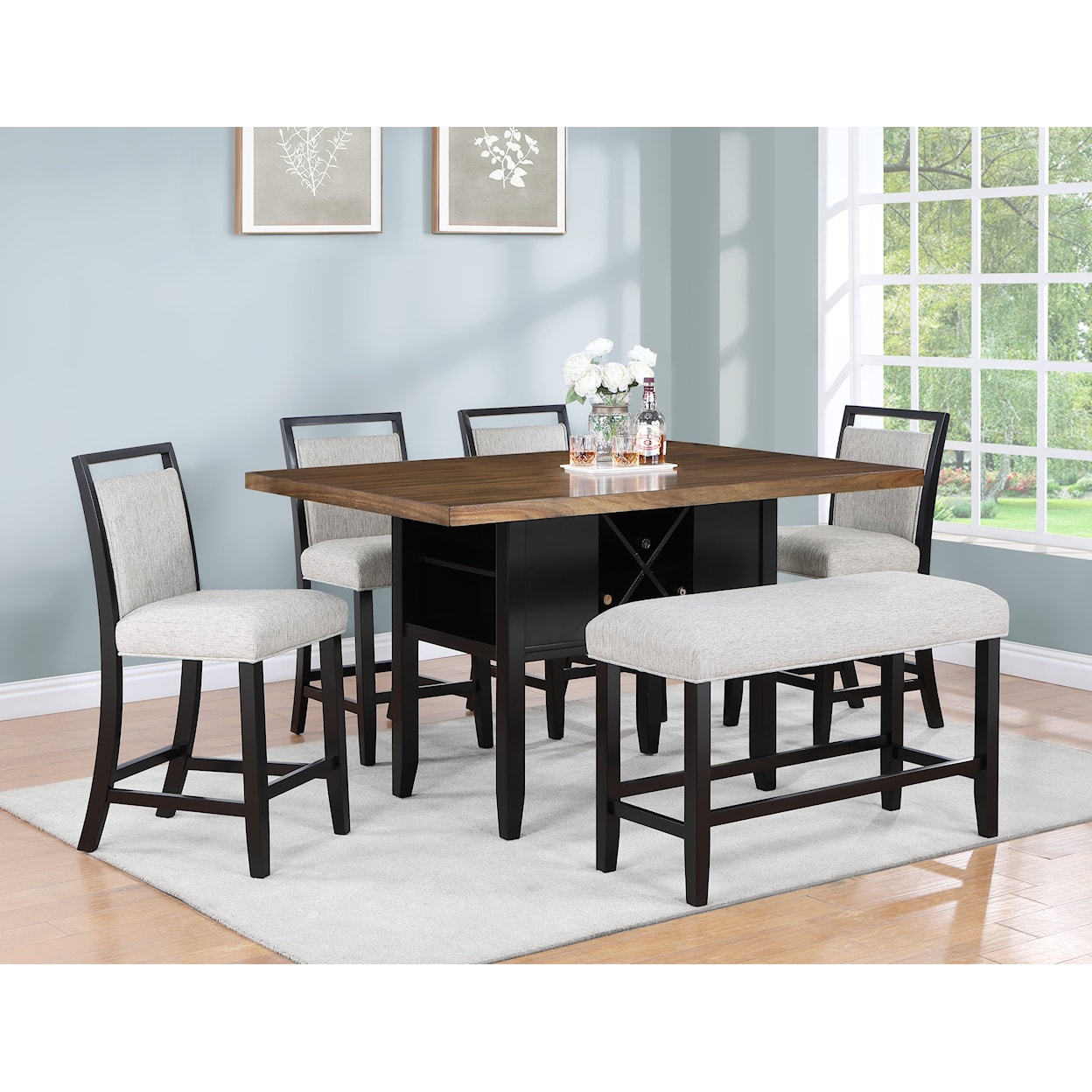 Crown Mark Dary 6-Piece Counter Height Dining Set