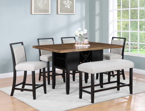 Dary 6-Piece Transitional Counter Height Dining Set