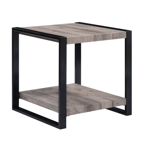 Contemporary Square End Table with Storage Shelf