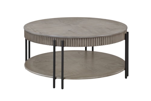 Contemporary Round Coffee Table with Storage Shelf