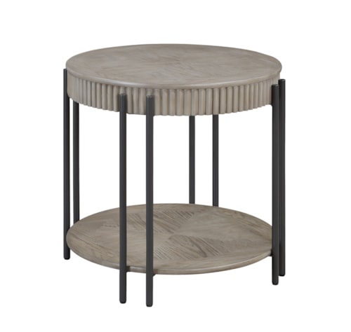 Contemporary Round End Table with Storage Shelf