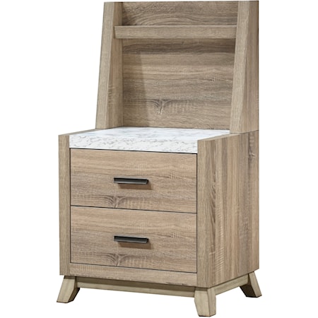 Tilston Contemporary Nightstand with Wall Panel