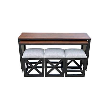 Monroe Transitional Nesting Bar with Upholstered Stools