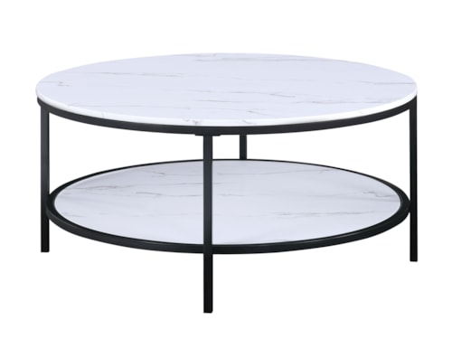Contemporary Round Coffee Table with Storage Shelf