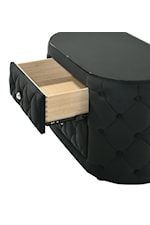 Crown Mark Voltare Glam Upholstered 2-Drawer Nightstand with Glass Top and Button-Tufting