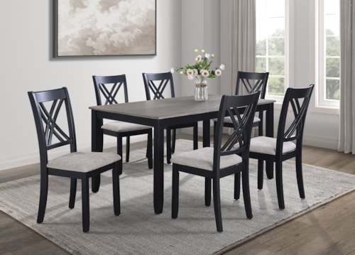 Eloise 7-Piece Transitional Dinette Set - Light Grey