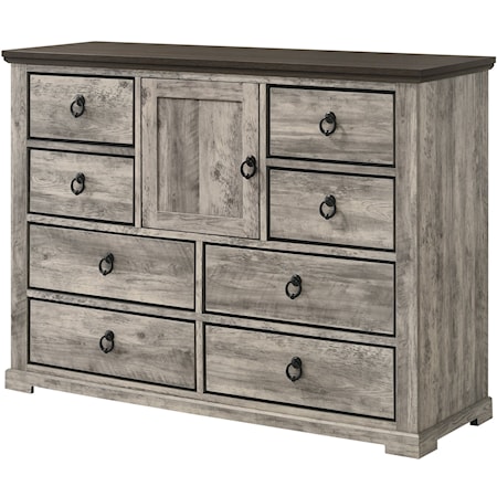 Ella-Mae Rustic 8-Drawer Dresser with Door