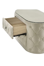 Crown Mark Voltare Glam Upholstered 2-Drawer Nightstand with Glass Top and Button-Tufting