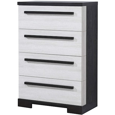 Contemporary 2-Tone 4-Drawer Bedroom Drawer Chest