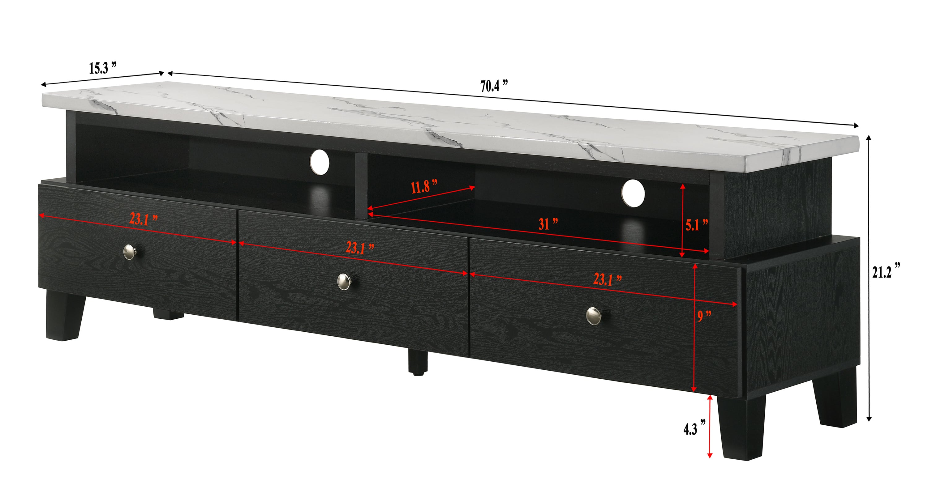 Crown Mark ALINA 3-Drawer TV Console