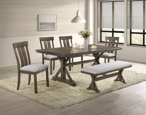 Rustic 6-Piece Dining Set w/ Bench