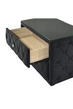 Crown Mark Josephine Glam 2-Drawer Nightstand with Button Tufting and Glass Top