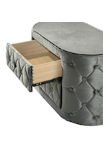 Crown Mark Voltare Glam Upholstered 2-Drawer Nightstand with Glass Top and Button-Tufting