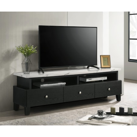 ION WHITE FAUX MARBLE 70" TV STAND |