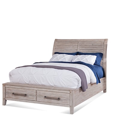 King Sleigh Bed W/ Storage Footboard