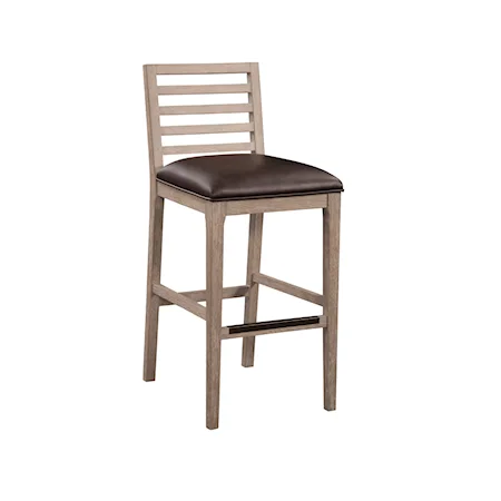 Transitional Bar Stool with Leather Seat