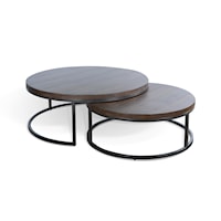 Industrial Nesting Cocktail Table Set with Planked Tops
