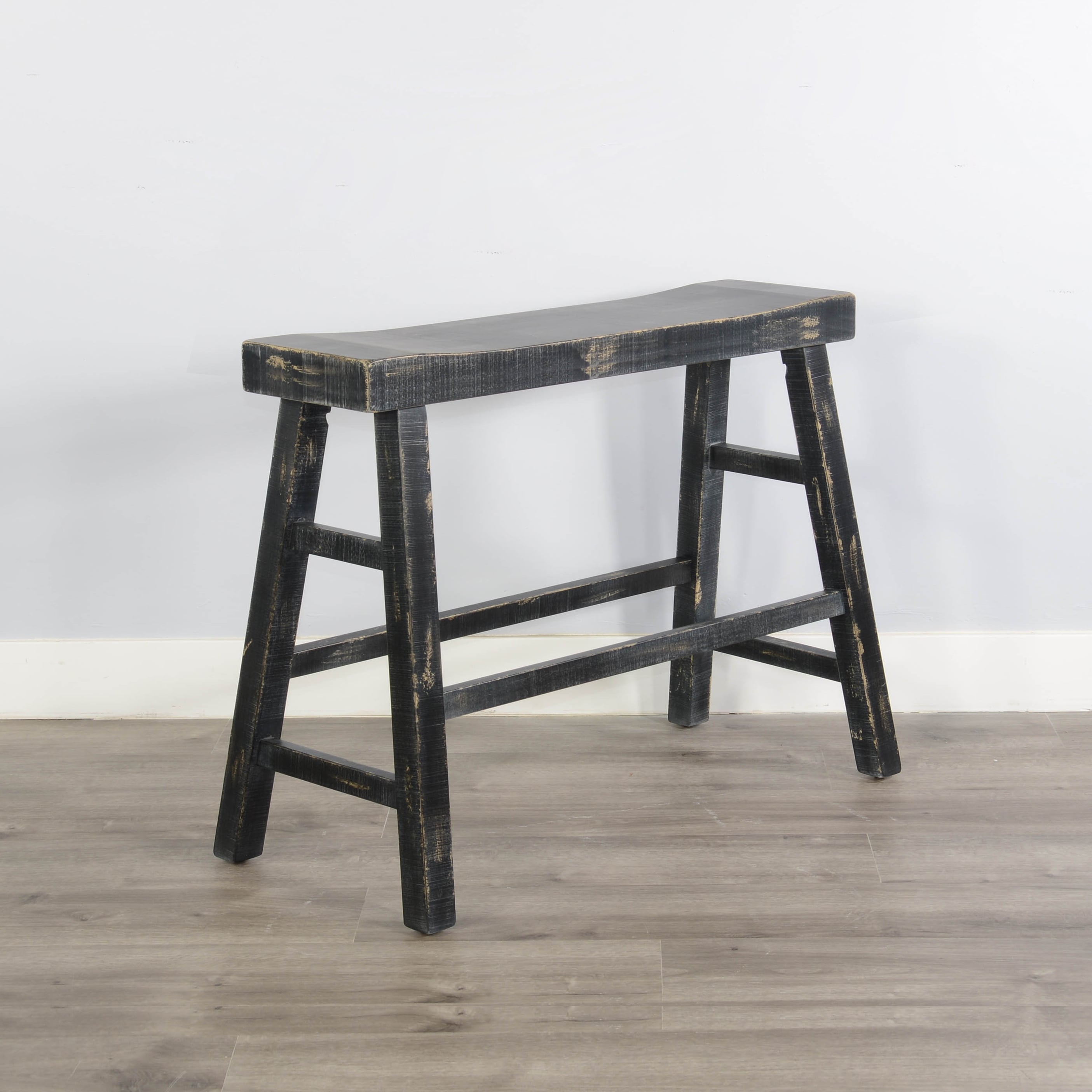 Black Sand 24"H Bench, Wood Seat