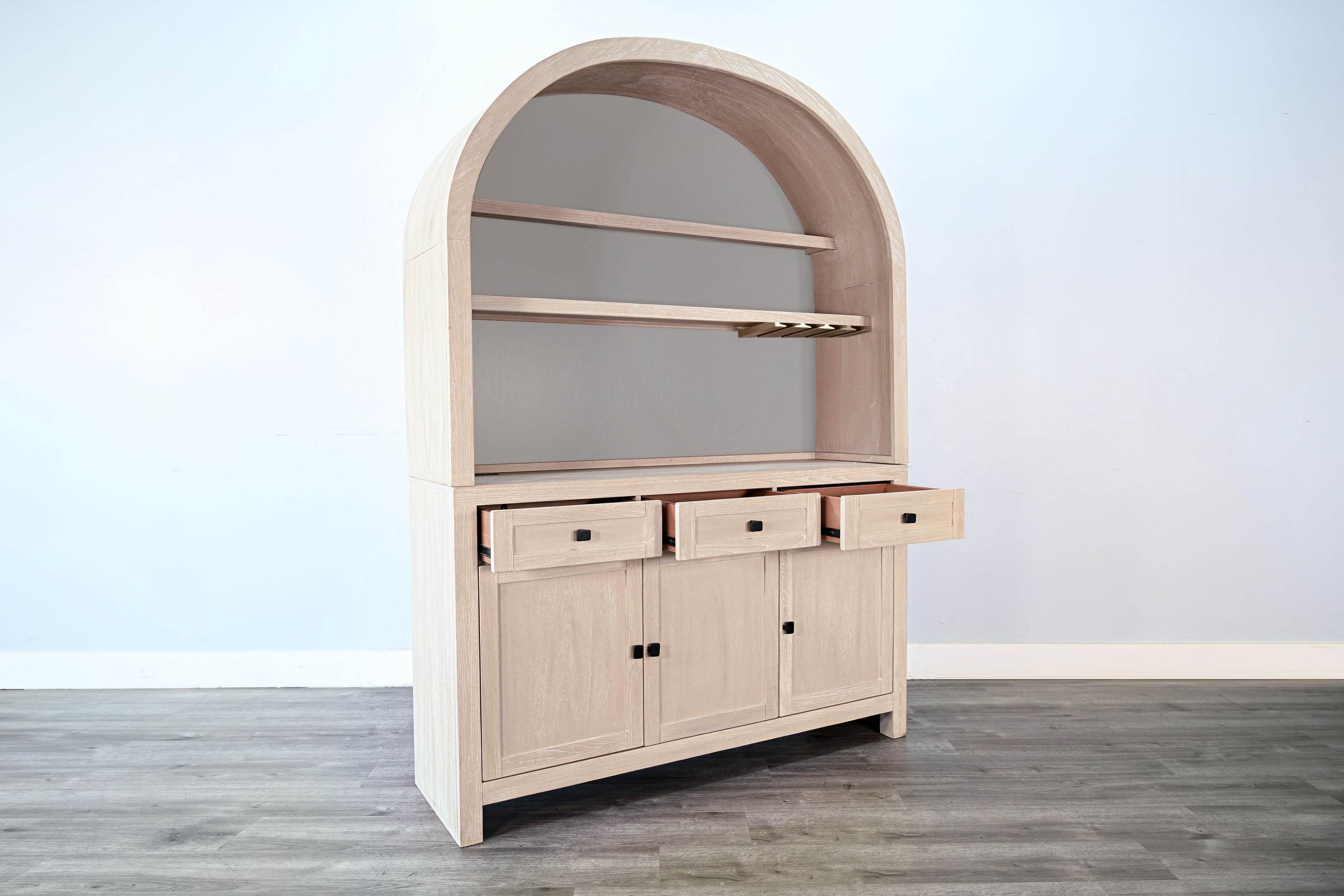 Arched Wood Cabinet Hutch