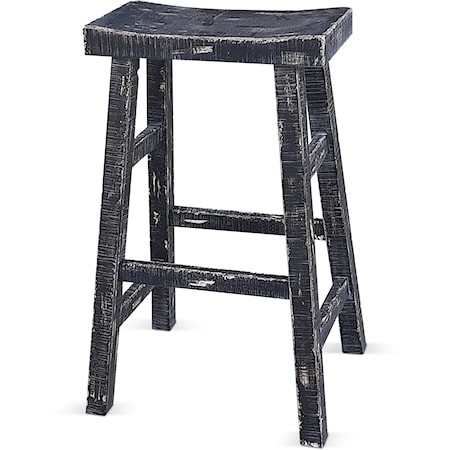 Black Sand 30"H Saddle Seat Stool, Wood Seat