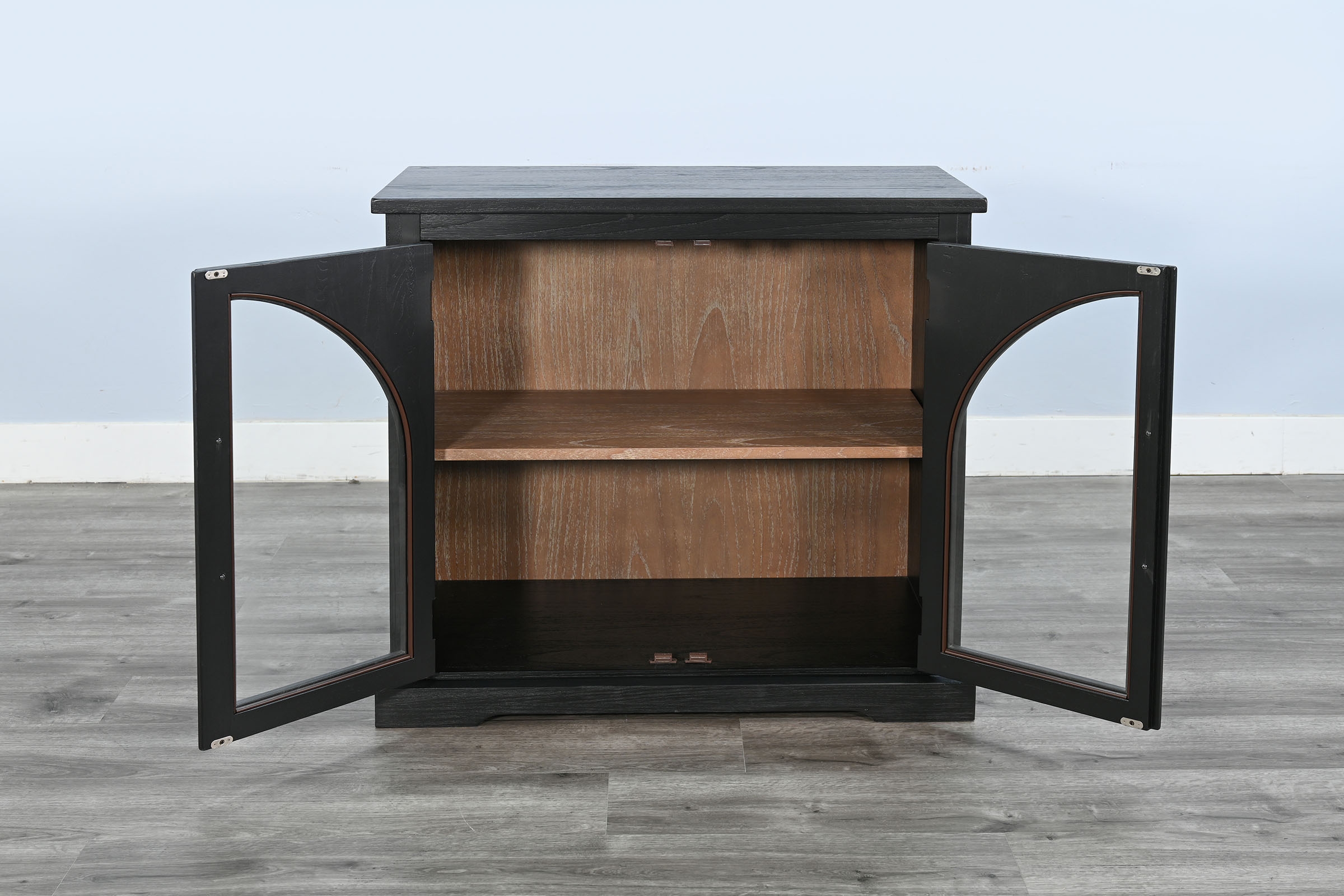 Elena Small Black Wood Cabinet